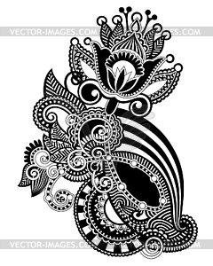 Hand draw line art ornate flower design. Ukrainian trad - vector clipart