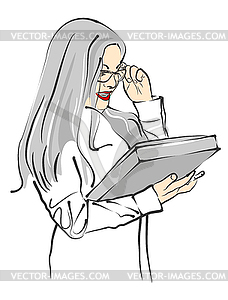 Portrait of beautiful businesswoman - royalty-free vector clipart