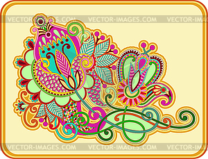 Original hand draw line art ornate flower design - vector clipart