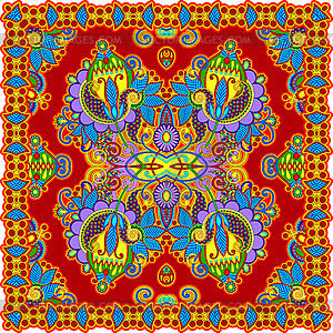 Traditional Ornamental Floral Paisley Bandana - vector clip art