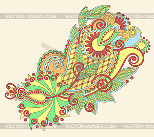 Original hand draw line art ornate flower design - vector clipart