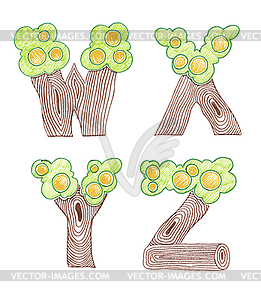 Marker doodle eco english alphabet - vector clip art