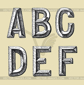 Hand draw sketch alphabet design - stock vector clipart