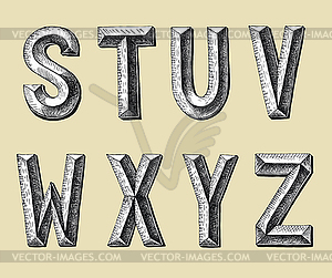 Hand draw sketch alphabet design - vector clipart