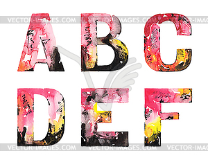 Handmade watercolor alphabet design - vector image