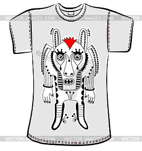 T-shirt design with fantasy monster - vector image
