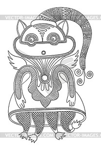 Doodle fantasy monster personage - vector image