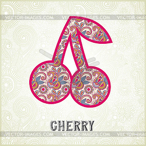 Pink ornamental pattern cherry silhouette - vector image