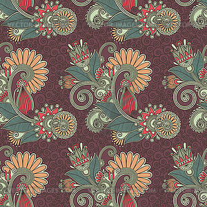 Seamless flower paisley design - vector image