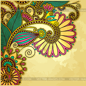 Flower design on grunge background - vector image