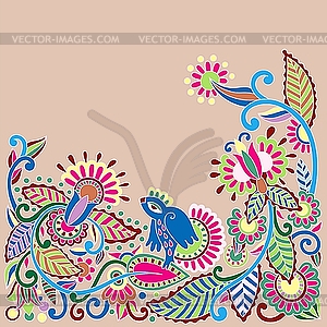 Floral design with bird - vector image