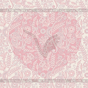 Ornamental card with heart - vector image