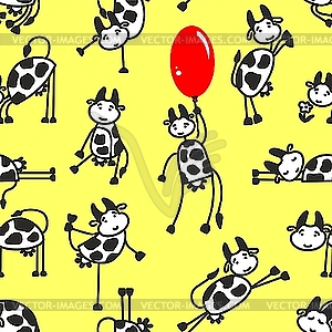 Seamless pattern with funny cow  - vector EPS clipart