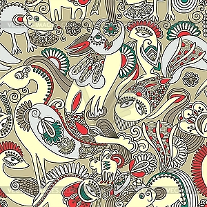 Seamless pattern with fantasy animals - stock vector clipart
