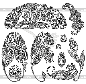 Set of flower ornamental designs - vector clipart
