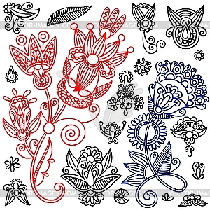 Set of flower ornamental designs - vector clipart