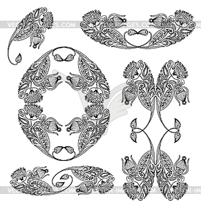 Set of flower ornamental designs - royalty-free vector image