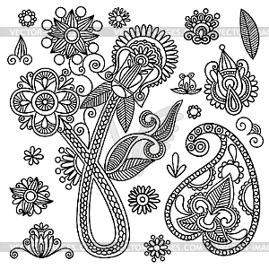 Set of flower ornamental designs - vector clipart