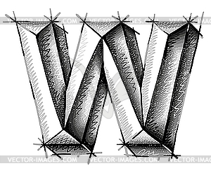 Эскиз буквицы W - изображение в формате EPS