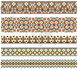 Embroidered ethnic Ukrainian cross-stitch patterns - vector image
