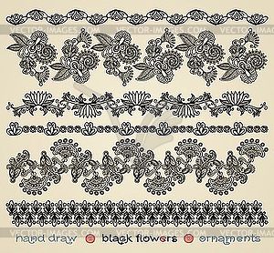 Black flower ornaments - vector image