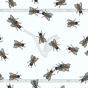 Seamless pattern with flies - vector clipart