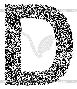 Декоративная буквица D - векторное графическое изображение