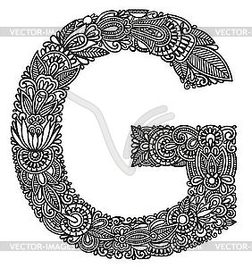 Декоративная буквица G - векторный клипарт Royalty-Free