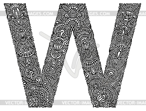 Ornamental initial letter W - vector image