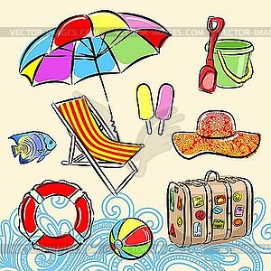 Summer beach set - vector clipart