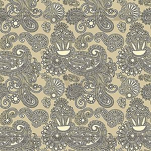 Seamless artistic flower pattern - vector clipart