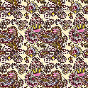 Seamless artistic flower pattern - color vector clipart