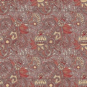 Seamless flower paisley pattern - vector clipart / vector image