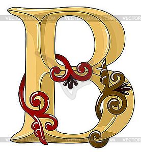 Ornamental medieval initial letter B - vector image