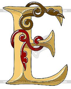 Ornamental medieval initial letter E - vector image