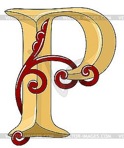 Узорная средневековая буквица P - клипарт в формате EPS
