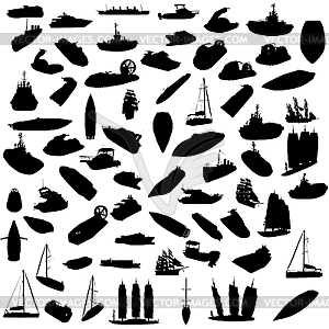 Silhouettes of boats - vector image