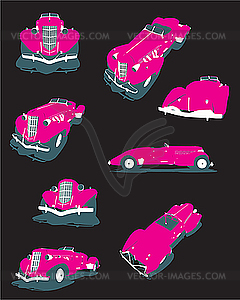 Glamour pink cars - vector clipart