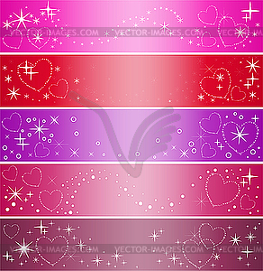 Five banner with hearts - vector image