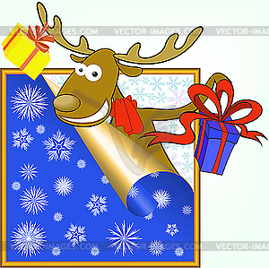 Elk with gifts - vector clipart