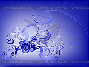 Синий цветочный дизайн - векторный дизайн