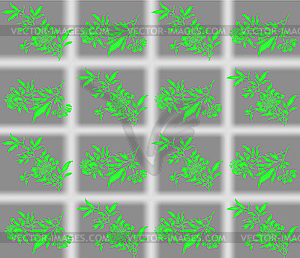 Green flowers on cells - vector image