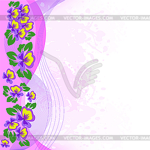 Violets on pink spray - vector EPS clipart