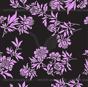 Black seamless floral pattern - vector clipart