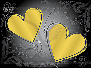 Золотые сердца - графика в векторном формате