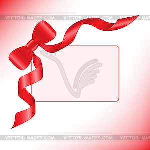 Red ribbon with card - vector clipart