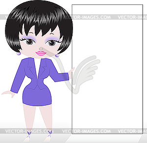 Girl in blue suit - royalty-free vector clipart