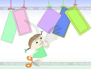 Девочка с ножницами - клипарт в векторном формате
