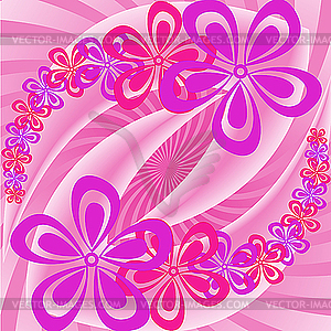 Pink and purple flowers - vector image