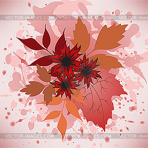 Autumn leaves and flowers - vector clip art